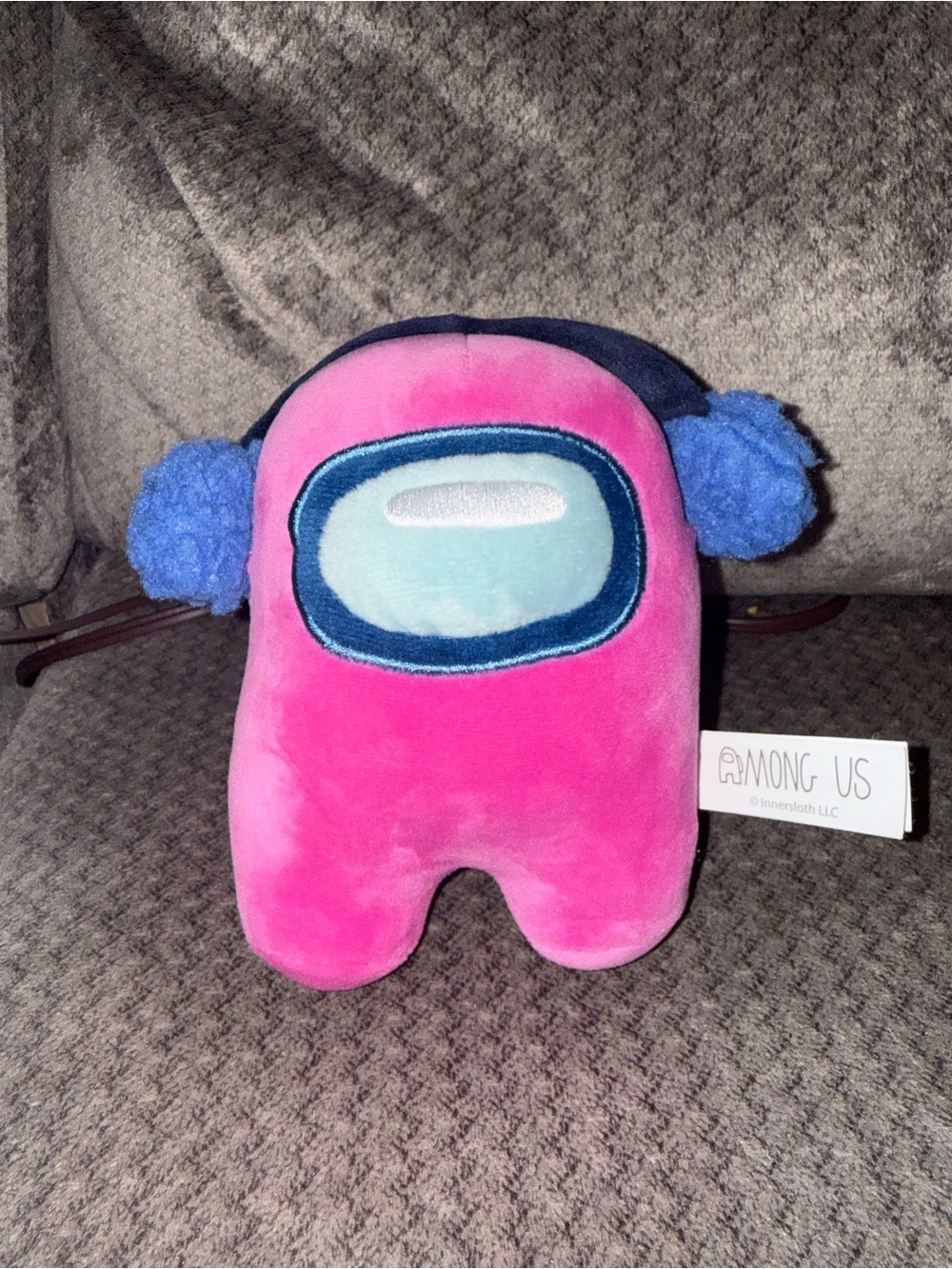 Plush Toy - Pink Crewmate with Blue Earbuds